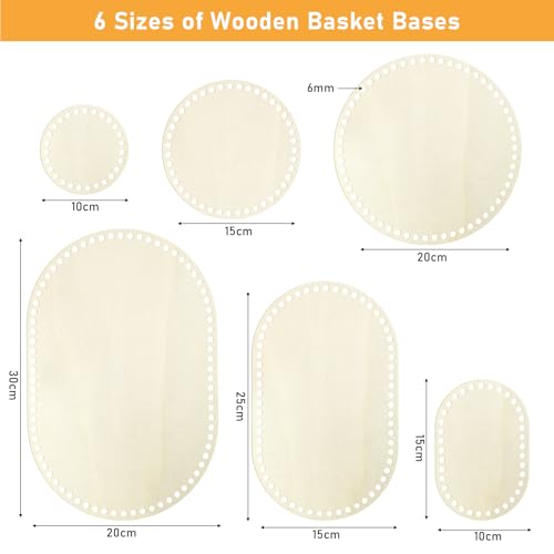 MingQiEven 6 Sizes of Wooden Basket Bases – Oval and Circle Shape, Set of 6 Solid Wood Blanks for DIY Craft Basket Weaving Craft Supplies - Thumbnail 4