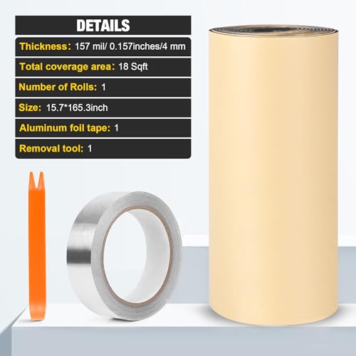 Sound Deadening Material for Cars 157mil 4mm 18sqft Adhesive Automotive Sound Dampening Foam Mat Soundproof Deadener Closed Cell Foam Noise Reducing and Heat Insulation for Vehicle Van Truck - 1 Roll