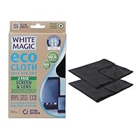 White Magic Screen and Lens Eco Cloth 2 Pieces Pack, – 30 x 30 cm, Chemical-Free Cleaning, Anti-Static, Machine Washable, Ideal for Tablets, Smartphones, Eyeglasses – Streak-Free Microfiber Technology