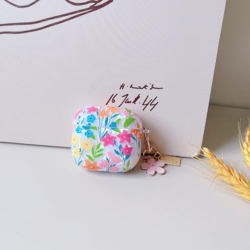Image of MINSCOSE for Glitter AirPods 4 Case,Cute Shell Pattern Flower Design with Floral Keychain,Soft TPU Anti-Drop Shockproof Cover with Cleaner Kit for Women Girls for AirPods 4-Colorful