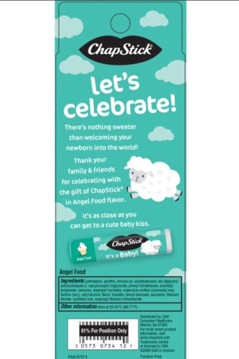 Chapstick Party Favor Lip Balm Gift Pack It's a Baby 10 sticks 0.15 oz each, Cream White