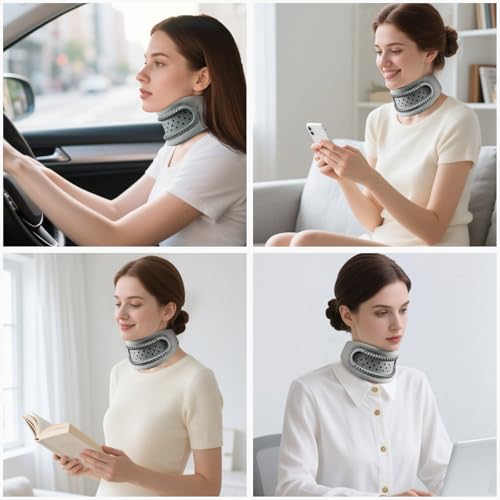 Image of Neck Brace,Support Cervical Collar,Relieve Cervical Pain&Pressure,Soft Skin-Friendly Fabric,Memory Foam Wrapped in Silicone Breathable Hard Frame,One Size for Men&Women(Space Gray)