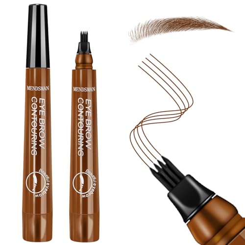 Eyebrow Pen Liquid Eyebrow Pencil - 3D Microblading Natural Eyebrow Pen Magical Precise Waterproof Brow Liquid Natural Eyebrow Contouring 4 Tip Pen Micro-fork Tip Brow Pencil (Light Brown-01)