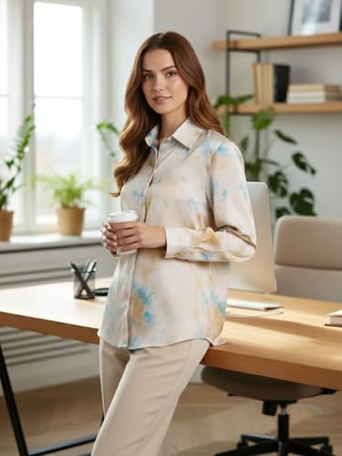 Image of GRECIILOOKS Shirts for Women - Korean Style Long Sleeve Oversized Button Down | Plus Size Workwear Top for Office & Casual Wear
