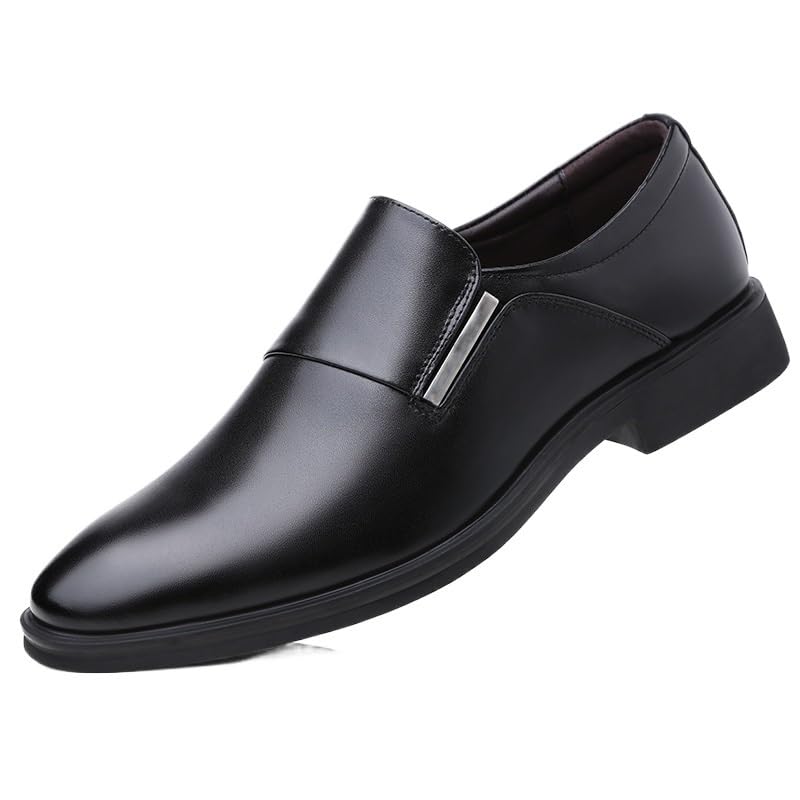 Black Leather Men Luxury Loafer Shoes Slip On Pointed Toe Male Wedding Party Dress Shoes Comfy Men Casual Shoes Oxford Shoes for Men Leather