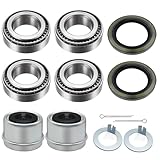 2 Set Boat Trailer Axle Bearing Kits L44643/L44610 and 12192TB Seals OD 1.980'' for 1'' 2000-2200 Lbs Spindle Axles, Trailer Wheel Hub Bearings Kit with Dust Cover and Cotter Pin