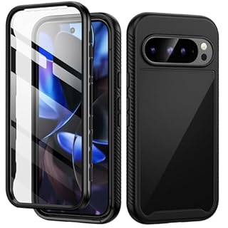 seacosmo for Google Pixel 9/10 Case, Google 9/10 Pro Cases with Screen Protector, Full Body Shockproof Military Protective Slim Fit Bumper Phone Cover Case for Pixel 9/9 Pro/10/10 Pro, Black