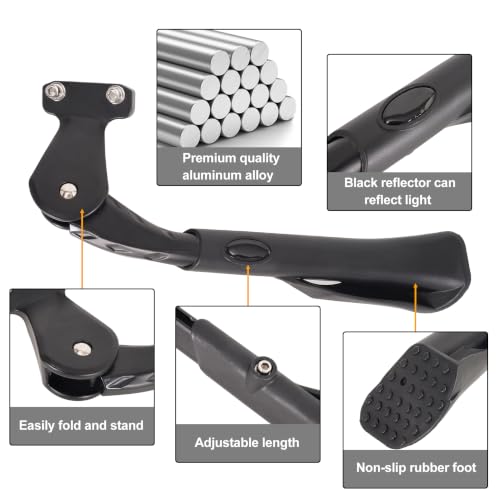 Image of Bike Kickstand for Adult Bike, Black | Adjustable Bicycle Kickstand for 24 inch-29 inch Bikes, Kickstand for Kids Bike, Ebike, Mountain Bike, Bike Accessories