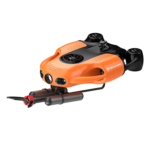 Youcan Robot BW Space Pro Max Unterwasserdrohne mit Roboterarmklaue 4K-UHD-Kamera-Fernbedienung Tauchen Sie zu 330 Fuß Echtzeitanzeige eines stabilen Signals RC-U-Boot, ROV (100m Orange)