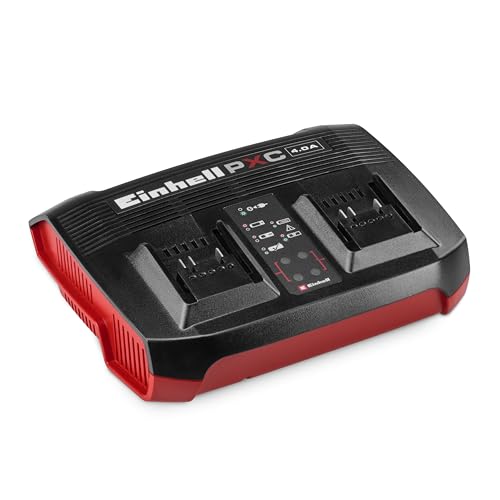 Original Einhell Chargeur PXC Twincharger 4A (18 V, Power X-Change, Charge parallèle de 2 Batteries, Charge Rapide 4 ampères, Gestion Intelligente de la...