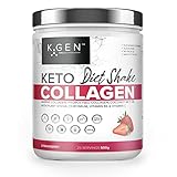 K-GEN Diet Shake Meal Replacement Keto Collagen Powder Blended Multi Collagen Protein with MCT Oil, Vitamin C | Advanced Keto Complete Powder for Meal Replacement Gluten & Sugar Free (Strawberry 500g)