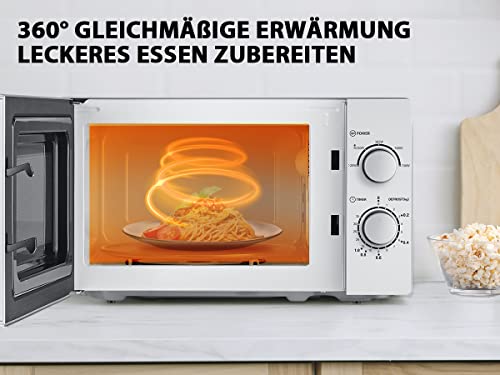 Comfee-Microondas-CMSN-20-si-con-5-niveles-de-potencia-iluminacion-interior-facil-descongelacion-plato-giratorio-de-360-dos-reguladores-20-L-700-W-color-plateado
