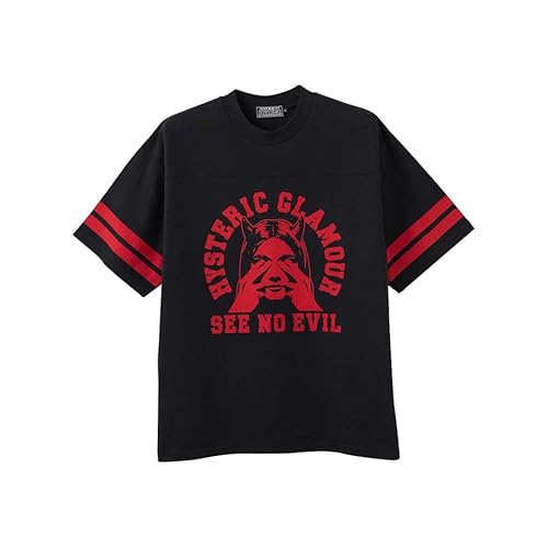 [HYSTERIC GLAMOUR] �q�X�e���b�N�O���}�[ 02261CT20 SEE NO EVIL T�V���c BLACK ���K�ʔ� �����Y (JP, �A���t�@�x�b�g, M, BLACK)