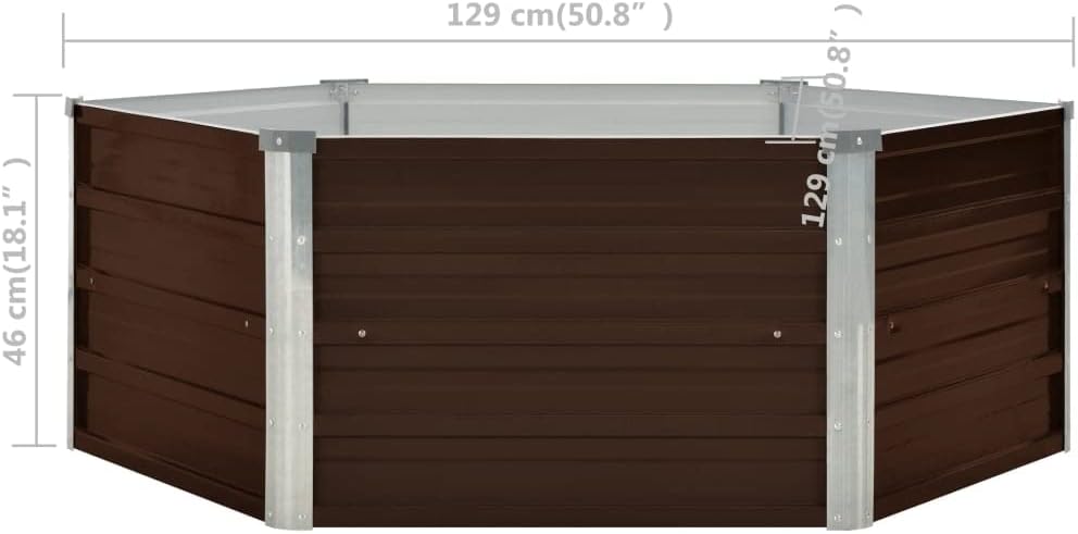 vidaXL Raised Garden Bed Outdoor Patio Balcony Backyard Planter Flower Vegetable Herb Planting Container Box Pot Brown Galvanized Steel