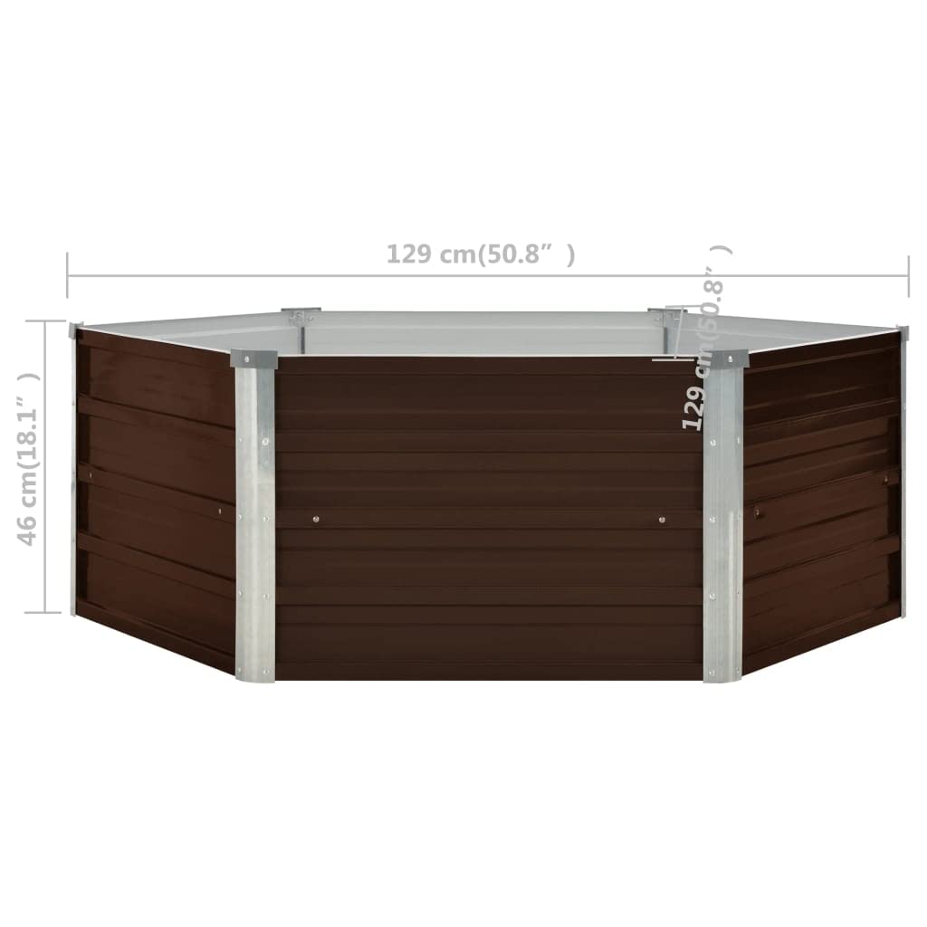 Gartenregal Kräuterbeet Pflanztisch Balkonschrank Hochbeet Braun 129 x 129 x 46 cm Verzinkter Stahl Ideale Lösung für platzsparendes Gärtnern und gesunde Pflanzen