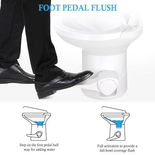 Image of AW 2 Packs Gravity Flush Toilet RV Toilet Foot Pedal 20 inch Seating Height | Motorhome Caravan Travel Trailer