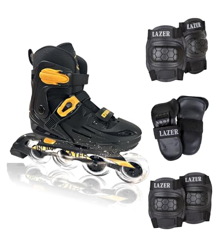 C SEVEN C7skates Adjustable Kids Inline Skates with Protective Pads (Falcon, Size L)
