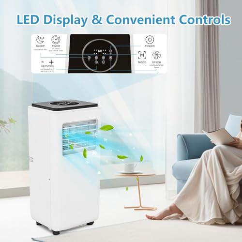 Image of 8000BTU Portable Air Conditioner, 3-in-1 Remote Control AC with 24-Hour Timer, Quiet Operation with Dehumidifier, Sleep Mode, Timer & Remote Control Included