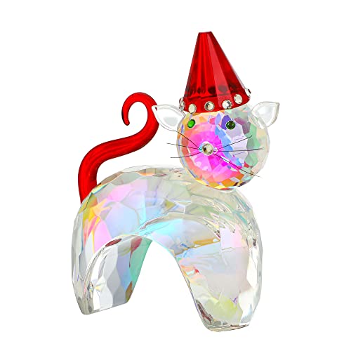 Qfkris Crystal Lucky Christmas Cat Figurines Collectibles Glass Animal Figurine For Table Home Decoration Furnishing Article #TOP1