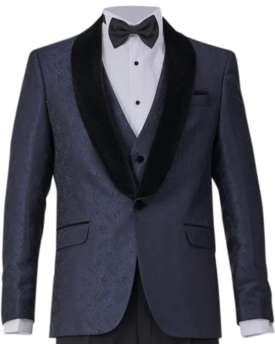 Men's Floral Tuxedo Jacket & Vest | Unique Smoking Jacket with Velvet Shawl Lapel | Prom, Wedding & Party Suits for Men