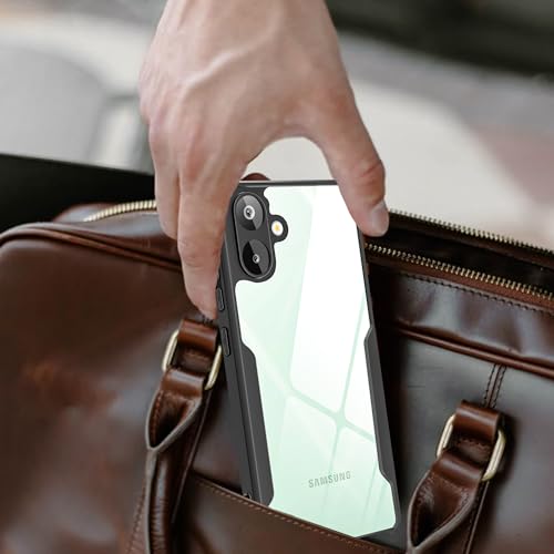 Image of A rtistque Clear Hard Transparent Acrylic Armor Anti-Drop Shockproof TPU Edge Back Cover Case for Samsung Galaxy M06 - Black