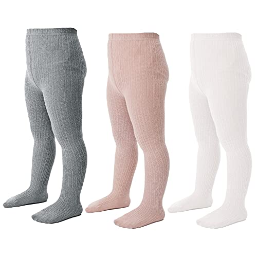 Jormatt 3 Pack Girls Dress Tight Seamless Soft Thick Cotton Cable Knit Dance Ballet Leggings Stockings Toddler Pantyhose 6-8T #TOP23