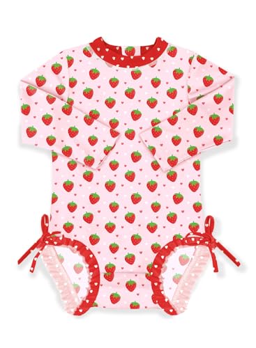 Image of BesserBay Baby Girl Swimsuit UPF 50+ Long Sleeve Zipper Snaps Bottom One Piece Rash Guard 0-36 Months