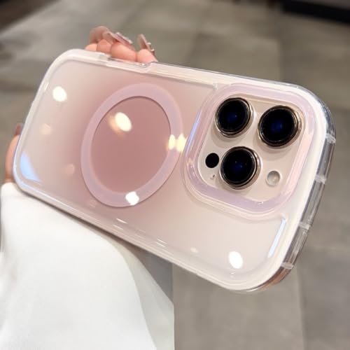 Coque antichoc à contraste de couleurs iPhone 15 étui magnétique RoseCX