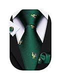 Barry.Wang Fun Animal Ties for Men Designer Handkerchief Cufflink WOVEN Casual Necktie Set Festival
