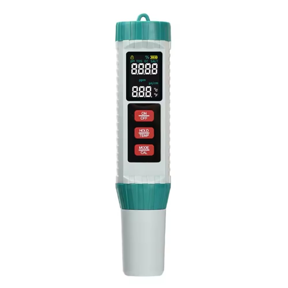 Littimoon PH Tester Digital Chlorine Meter 5 in 1 EC/TDS/Salt/Temp Water Quality Analyzer for Swimming Pools Detector