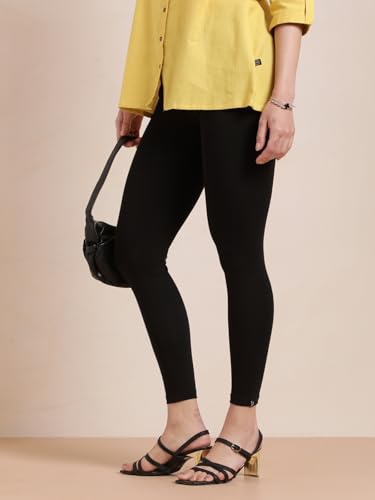 Image of TWIN BIRDS Super Stretchable Cotton Elasthane Fabric Ankle Length Leggings for Women