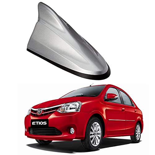 Image of Oshotto Car Shark Fin Roof Antenna Car Antenna Radio FM /AM Car Decorate Compatible with Toyota Etios - (Silver)