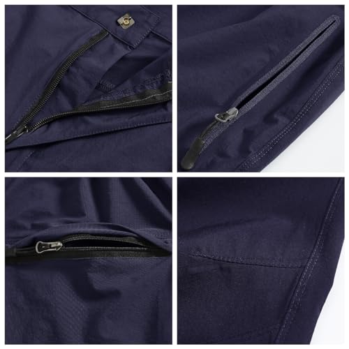 donhobo Lightweight Walking Trousers Womens Quick Dry Outdoor Hiking Pants with Zip Pockets Water-Resistant Ladies UPF 50+ Casual Trouser for Work Golf Gym(Navy XL) - Image 6