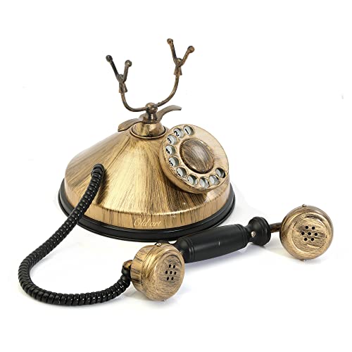 Nautical Vintage Metal Brass Antique Look Telephone Victorian Old Classic Look Landline Non Working Dummy Telephone Only for Decoration - Image 4