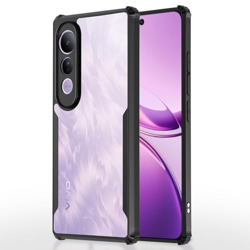 Image of Pikkme Back Cover for Vivo V50 Lite 4G | Ultra Hyrbid | Full Camera Protection | Raised Edge |Crystal Clear Transparent Bumper Case (Black)