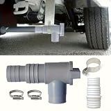 Grauer Wasserablaufhahn für Wohnmobil, Wohnmobil-Abflussrohrverschraubung mit 28 mm 32 mm Ablaufventil, Abwasserauslass, ABS-Kunststoff, auslaufsicheres Abwasseradapter-Set