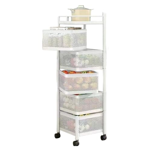 Carrito de cocina con ruedas y cestas de alambre transpirables