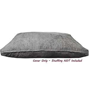   Dogbed4less-DIY-Pet-Bed-Pillow-Grey-MicroSuede-Duvet-Cover-and-Waterproof-Internal-case-for-Large-Dog-at-47X29X4-Inch-Covers-only