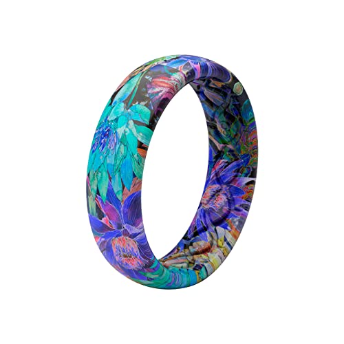 Groove Life Aspire Twilight Blossom Silicone Ring Breathable Rubber Wedding Rings For Women, Lifetime Coverage, Unique Design, Comfort Fit Ring - Size 6 #TOP6