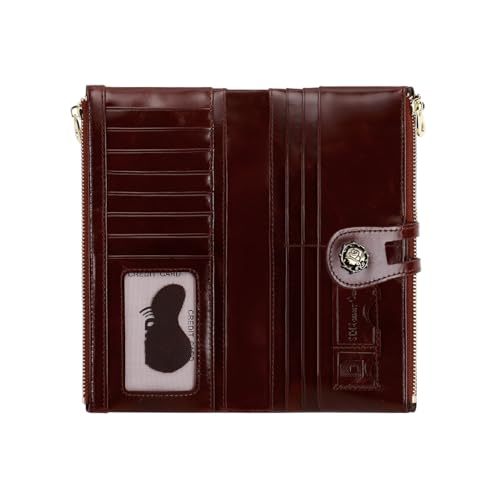 Image of Women's RFID Blocking Wallet Soft Leather Clutch Money Ladies Purse Slim Card Holder Organizer Zip Pocket (3013-Coffee)