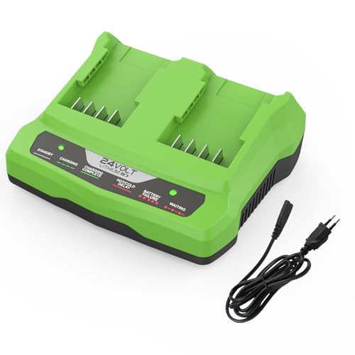 XNJTG 24V Chargeur Double-Port pour Greenworks 24V G24X2UC2 G24X2C G24C Compatible avec Greenworks 24V Batterie