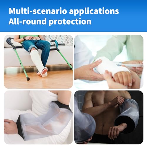 JUNUNDJING Wiederverwendbarer Cast PICC Line Gipsschutz Wasserdicht, Knieschutz für Dusche, Duschschutz Bein Fuß, Duschschutz Arm, für Knieersatz Operationen Ellboge Arm, 40 x 28 cm, Größe L