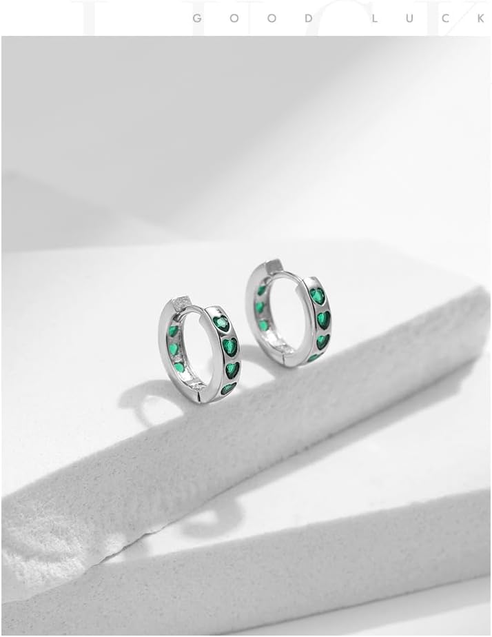 925 Sterling Silver Hoop Earring, Opal Small Hoop Earring for Women, Hypoallergenic Jewelry Cubic Zirconia Huggie Hoop Earrings Blue - Image 6