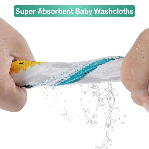 Image of Baby Washcloths, 24Pack Baby Wash Cloths Extra Soft & Ultra Absorbent, Baby Towels and Washcloths Face Towels for Unisex Boys Girls Body, Washclothes Gentle on Sensitive Skin, 9x9 Green Crocodile
