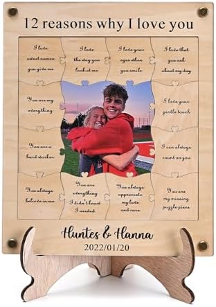 TINGKU 12 Reasons Why I Love You Puzzle Photo Frame I Love You for Him Meaningful gift for boyfriend girlfriend Sentimental