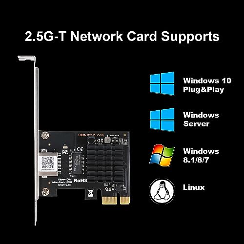 Carte réseau PCI-E 2.5G 6COM RTL8125B avec port RJ45 unique pour PC Windows et Linux