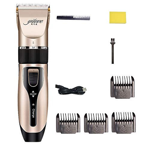 Gold Profi Haarschneidemaschine, Haarschneider Herren Elektrisch Haarscherer Langhaarschneider Barttrimmer Präzisionstrimmer Haarrasierer