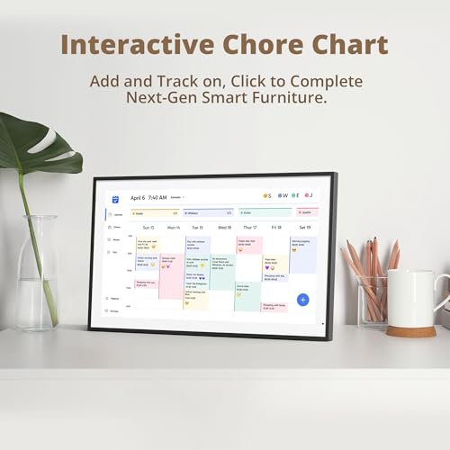 Image of Dragon Touch 21.5 inch Digital Calendar Chore Chart - 1080P Full HD Interactive Touchscreen, Smart Family Planner, Hearth Display Digital Calendar Wall & Desk Mountable for Seamless Scheduling Black