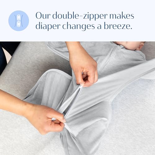Image of SleepingBaby Zipadee-Zip Transition Swaddle - Cozy Baby Swaddling Blanket with Zipper Convenience - Roomy Wearable Blanket for Easy Diaper Changes - 6-12 Month - Recharge Silver Heather