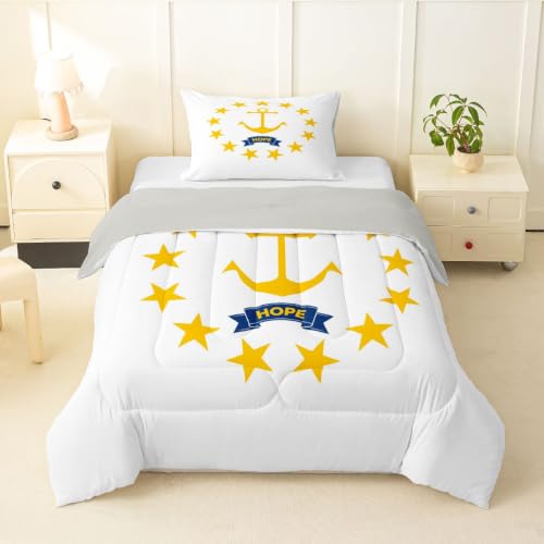 Feelyou Rhode Island State Flag Comforter Set Twin Size Bedding Set